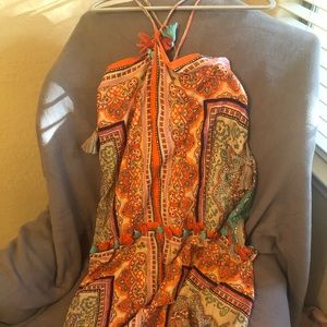 Saksfifthavenue halter high low dress with tassels